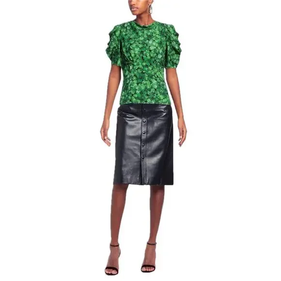 NWT Dolce & Gabbana Green Clover Print Blouse Silk IT 38 XS - Picture 4 of 7